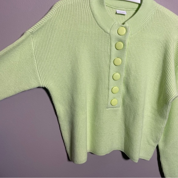 LASCANA Lime Green Pullover Sweater with button front detail - Picture 5 of 10